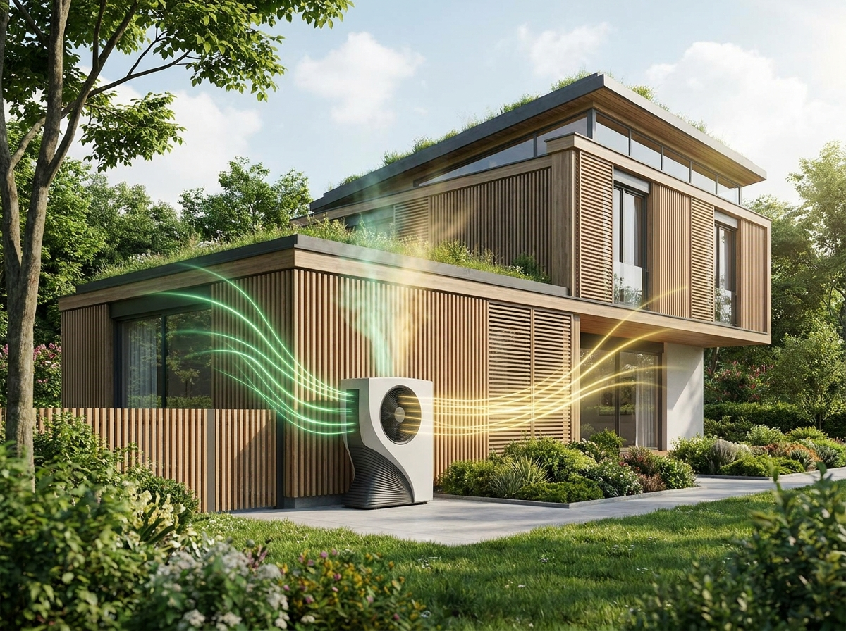 Moderne nachhaltige Architektur mit Solaranlagen